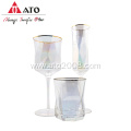 ATO clear wine glass set With Electroplate galss